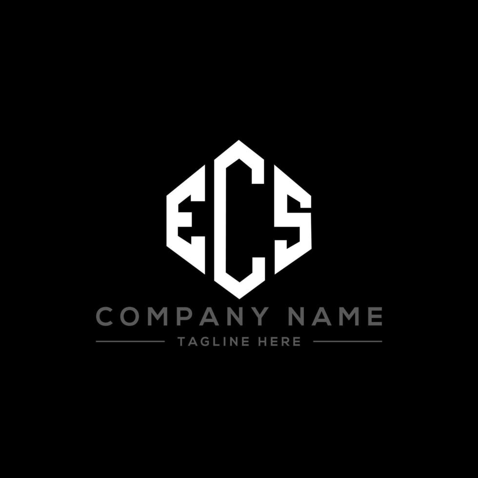 diseño de logotipo de letra ecs con forma de polígono. diseño de logotipo en forma de cubo y polígono ecs. ecs hexágono vector logo plantilla colores blanco y negro. monograma ecs, logotipo comercial e inmobiliario.