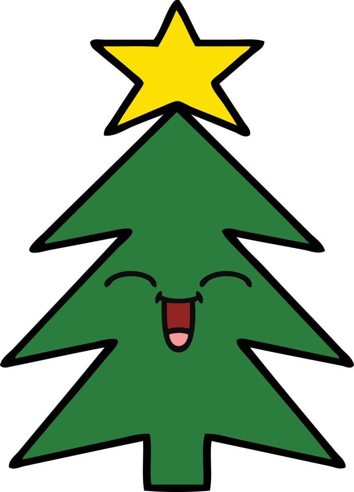 cute cartoon christmas tree vector