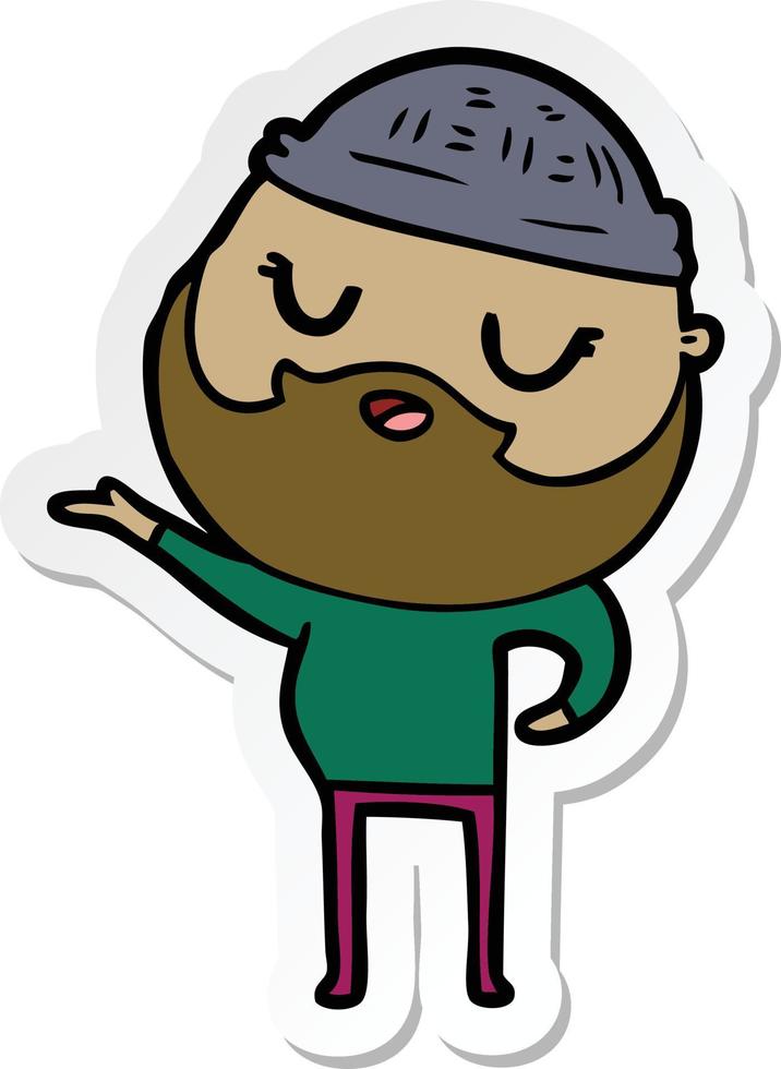 sticker of a cartoon man with beard vector