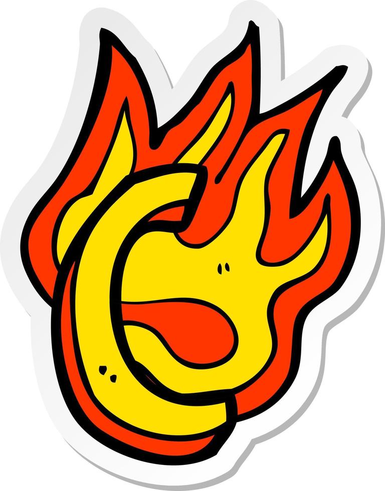 sticker of a cartoon flaming letter vector