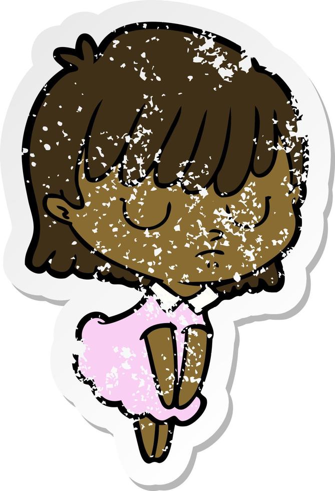 distressed sticker of a cartoon woman vector