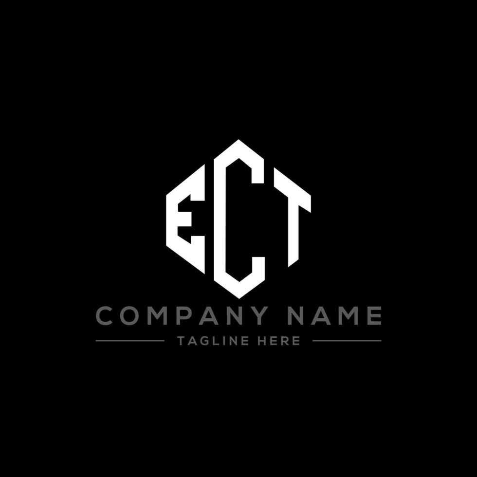 ECT letter logo design with polygon shape. ECT polygon and cube shape logo design. ECT hexagon vector logo template white and black colors. ECT monogram, business and real estate logo.