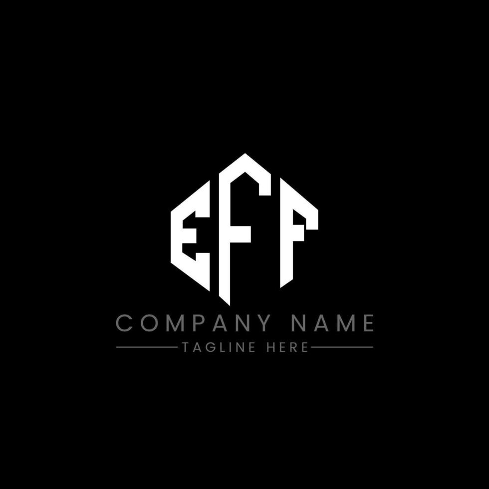 diseño de logotipo de letra eff con forma de polígono. diseño de logotipo en forma de cubo y polígono eff. eff hexágono vector logo plantilla colores blanco y negro. monograma eff, logotipo comercial e inmobiliario.