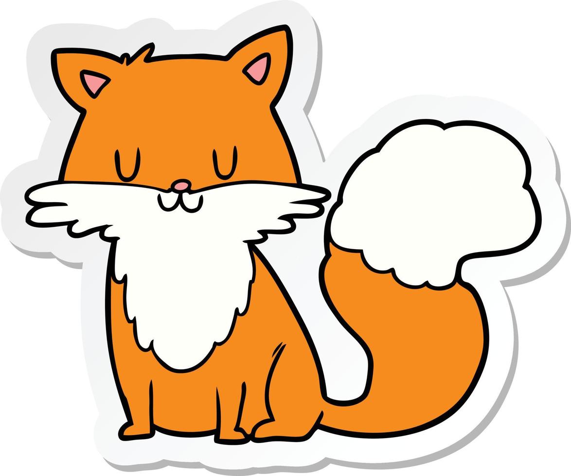 sticker of a cartoon fox vector