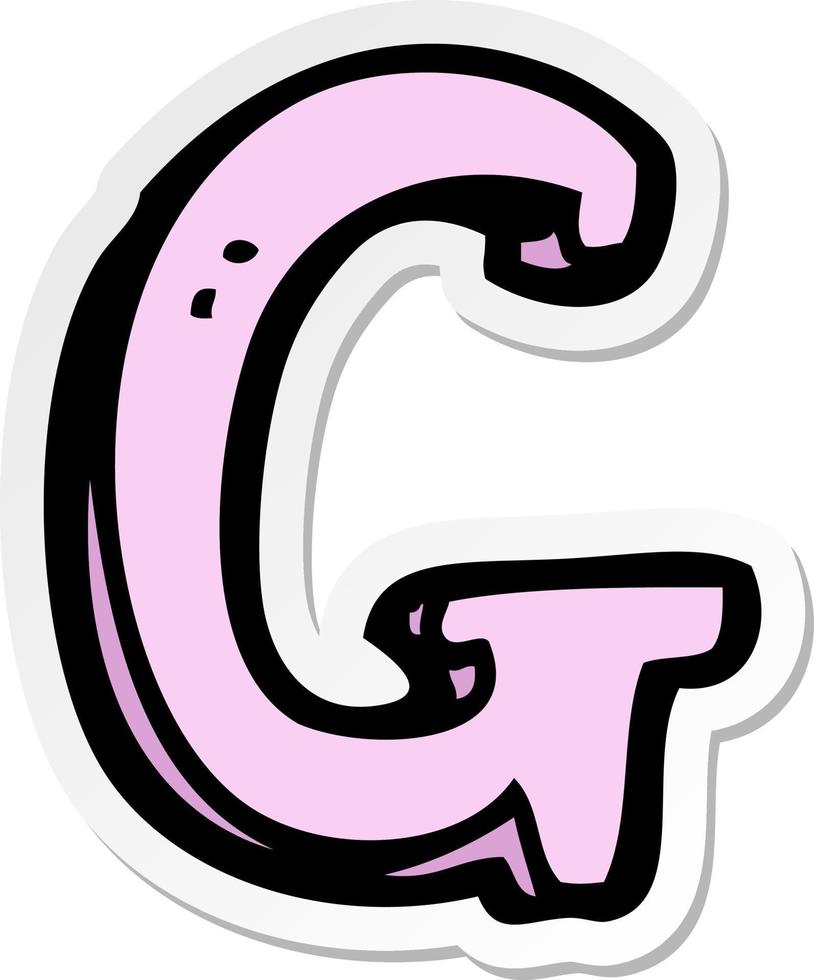 sticker of a cartoon letter G vector