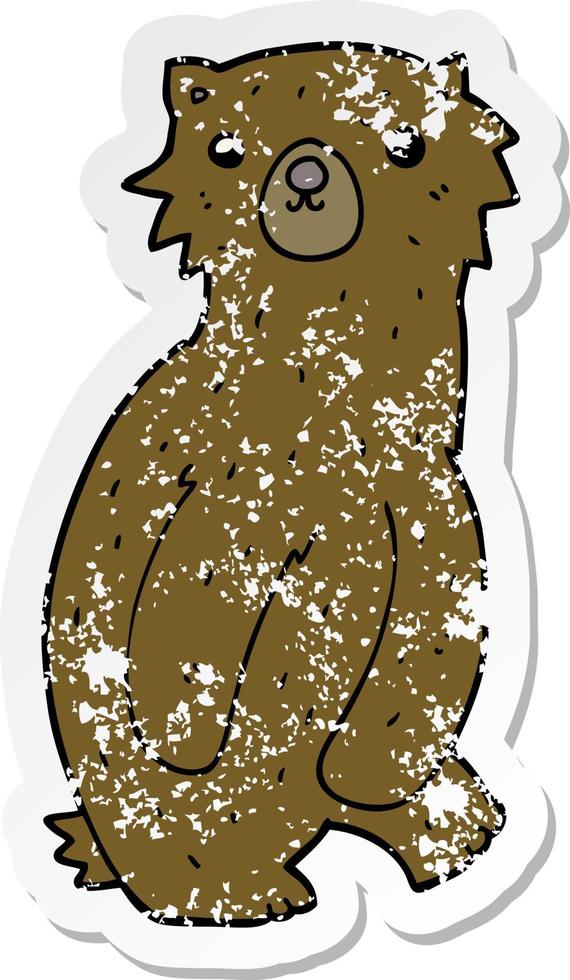 distressed sticker of a cartoon bear vector