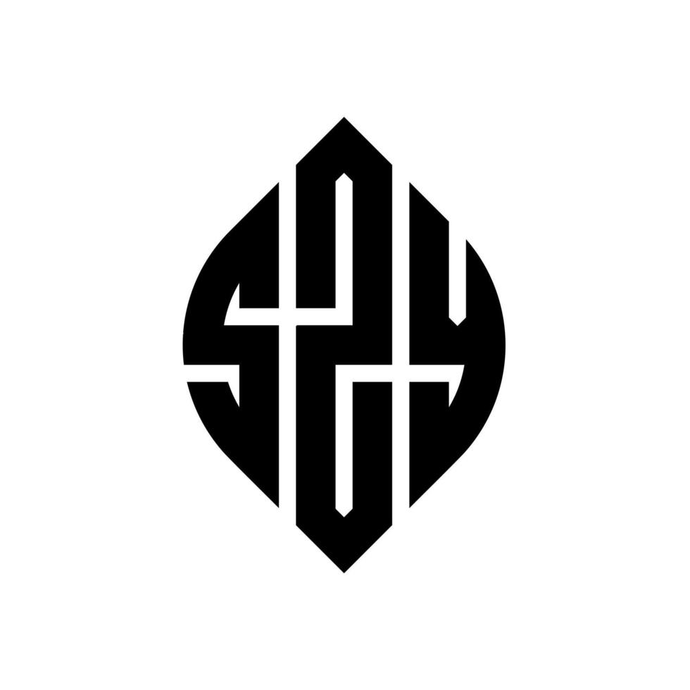 SZY circle letter logo design with circle and ellipse shape. SZY ellipse letters with typographic style. The three initials form a circle logo. SZY Circle Emblem Abstract Monogram Letter Mark Vector. vector