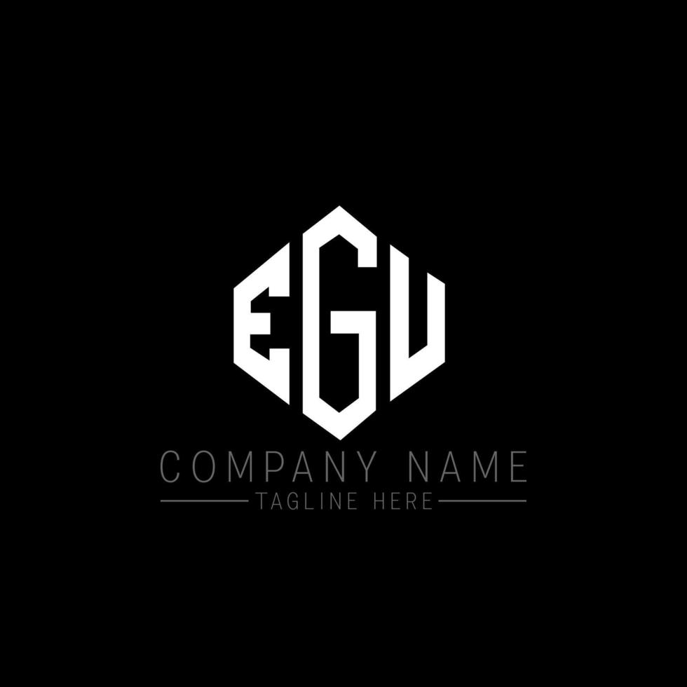 EGU letter logo design with polygon shape. EGU polygon and cube shape logo design. EGU hexagon vector logo template white and black colors. EGU monogram, business and real estate logo.