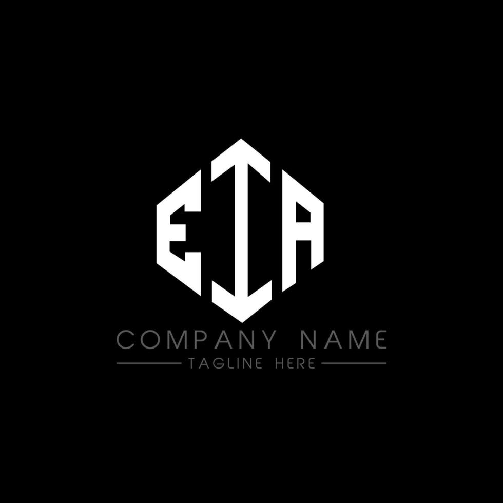 EIA letter logo design with polygon shape. EIA polygon and cube shape logo design. EIA hexagon vector logo template white and black colors. EIA monogram, business and real estate logo.