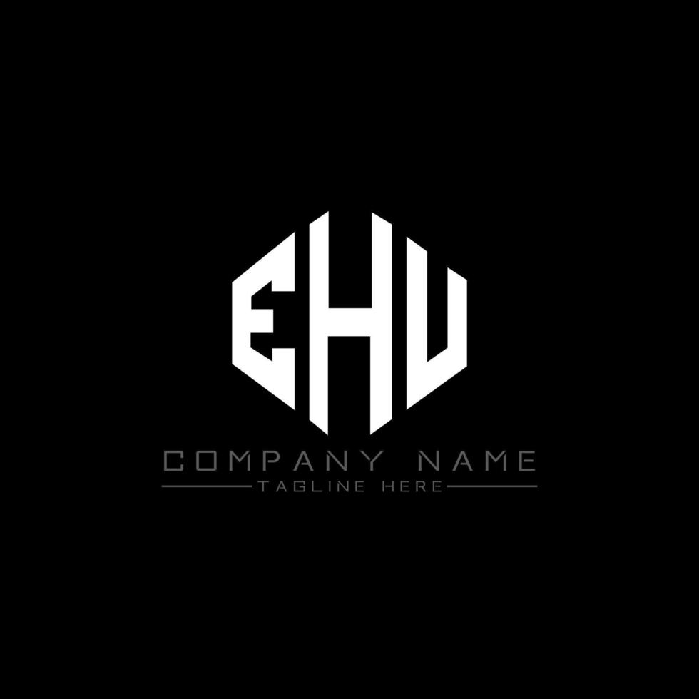 EHU letter logo design with polygon shape. EHU polygon and cube shape logo design. EHU hexagon vector logo template white and black colors. EHU monogram, business and real estate logo.