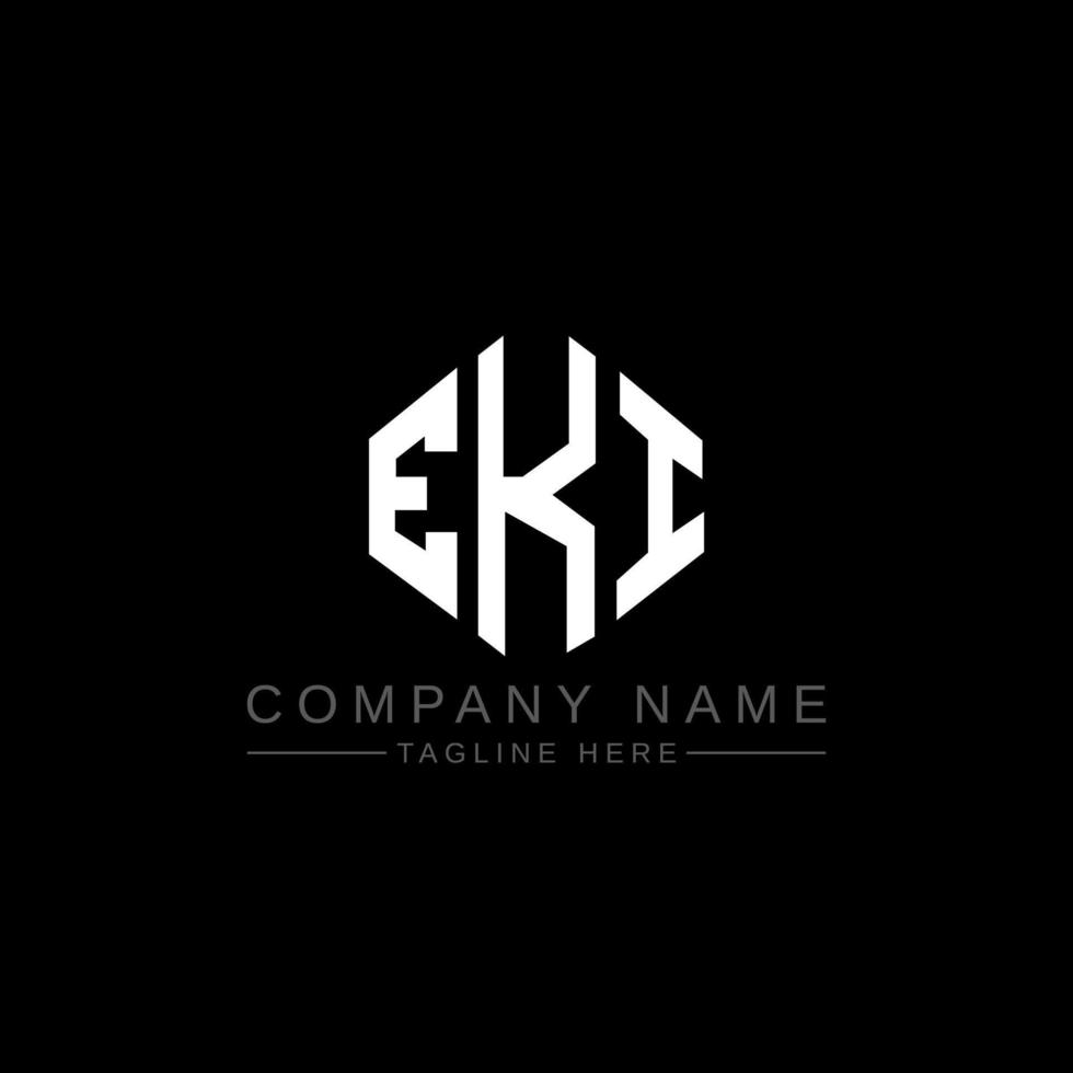 EKI letter logo design with polygon shape. EKI polygon and cube shape logo design. EKI hexagon vector logo template white and black colors. EKI monogram, business and real estate logo.