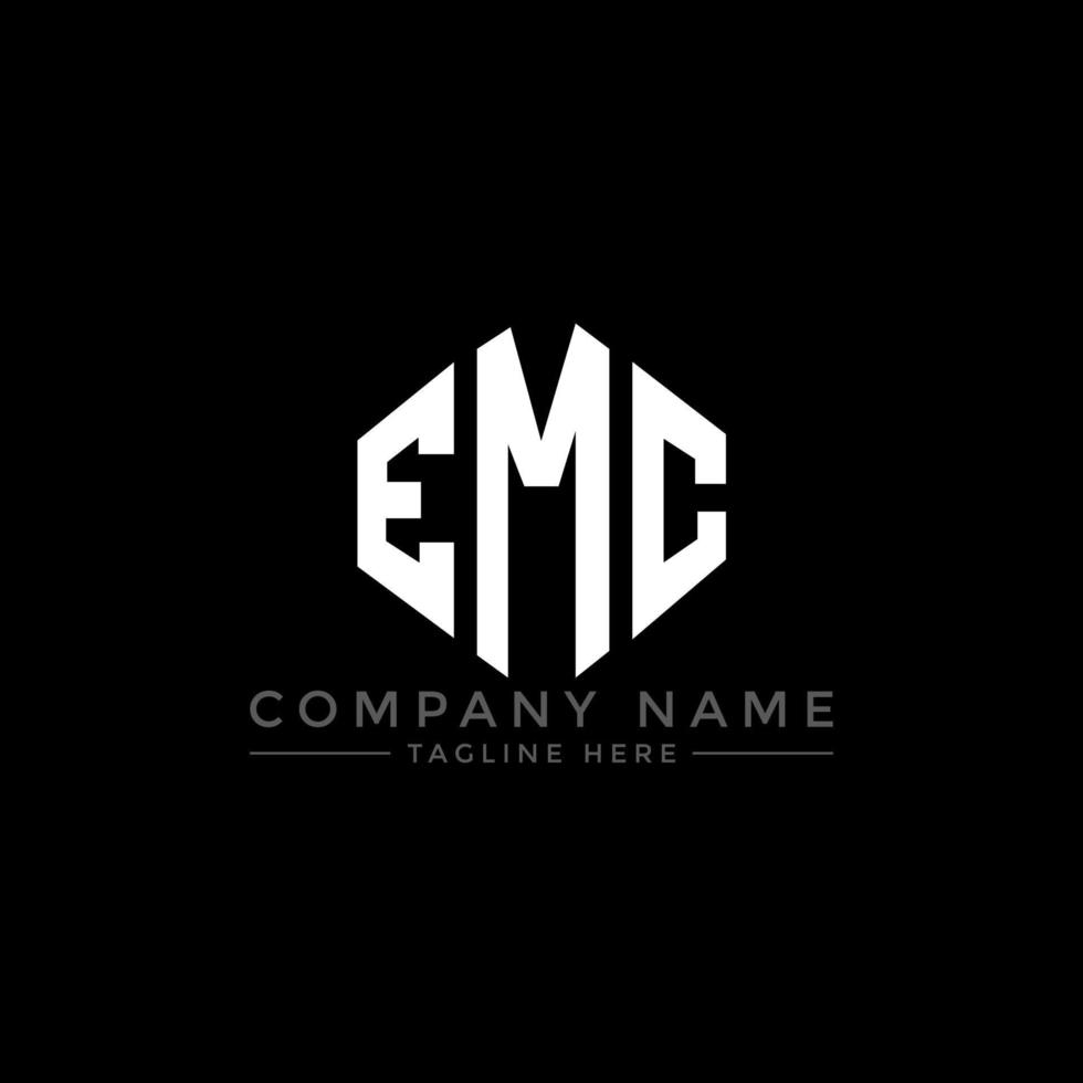 EMC letter logo design with polygon shape. EMC polygon and cube shape logo design. EMC hexagon vector logo template white and black colors. EMC monogram, business and real estate logo.