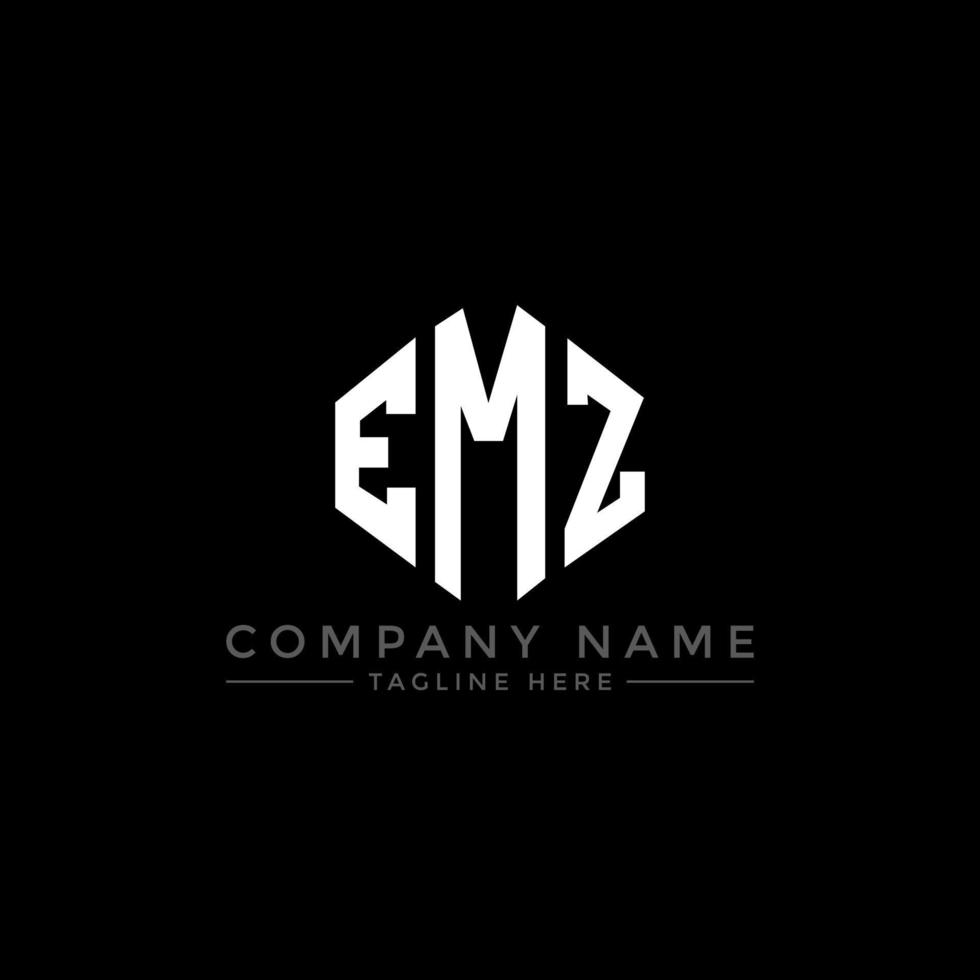 EMZ letter logo design with polygon shape. EMZ polygon and cube shape logo design. EMZ hexagon vector logo template white and black colors. EMZ monogram, business and real estate logo.