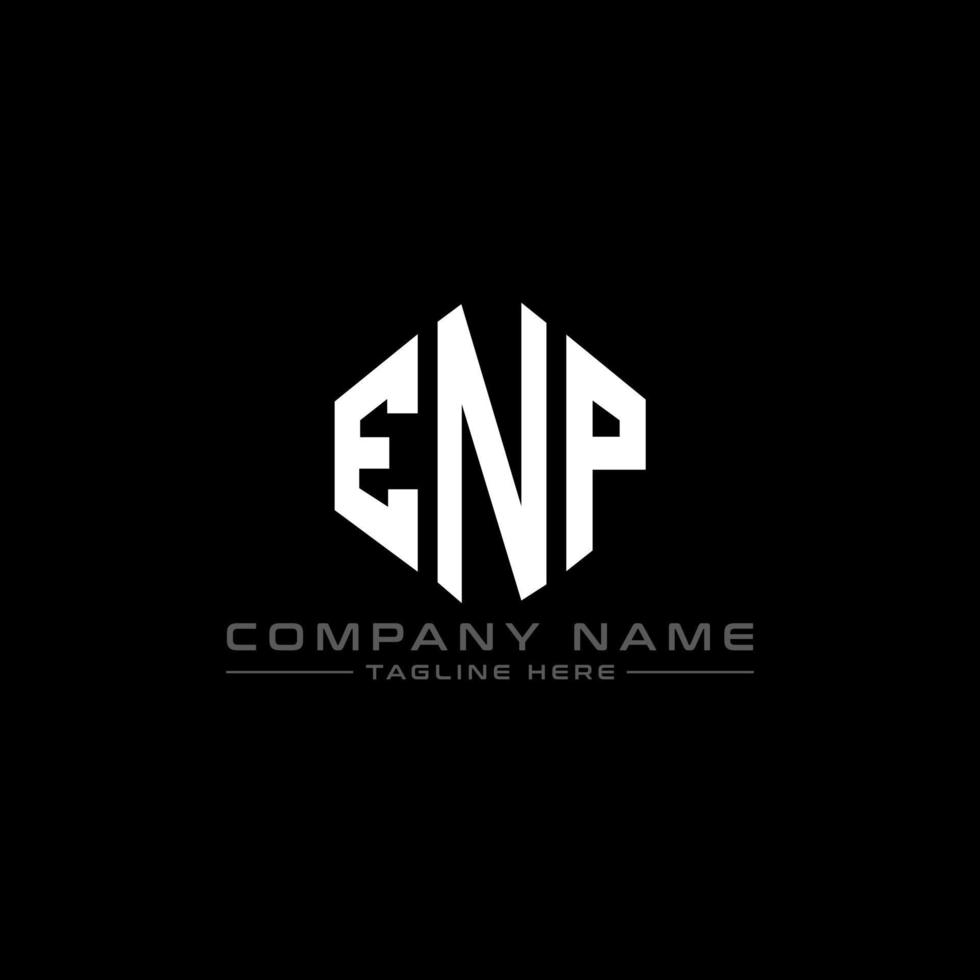 diseño de logotipo de letra enp con forma de polígono. diseño de logotipo en forma de cubo y polígono enp. enp hexágono vector logo plantilla colores blanco y negro. monograma enp, logotipo empresarial y inmobiliario.