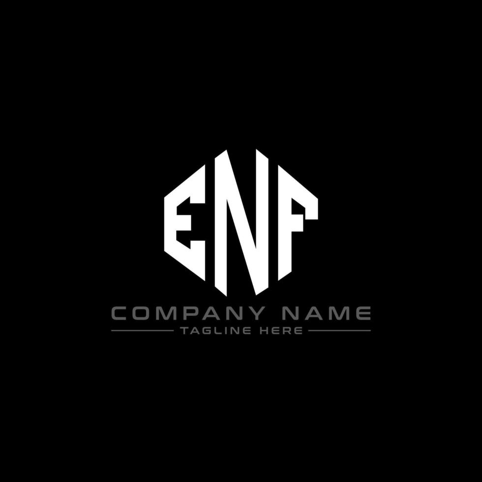 ENF letter logo design with polygon shape. ENF polygon and cube shape logo design. ENF hexagon vector logo template white and black colors. ENF monogram, business and real estate logo.