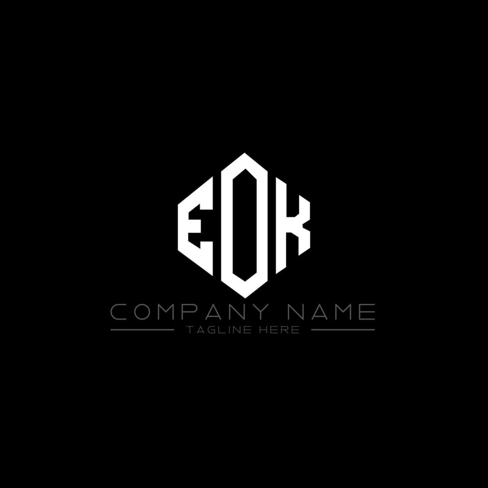 EOK letter logo design with polygon shape. EOK polygon and cube shape logo design. EOK hexagon vector logo template white and black colors. EOK monogram, business and real estate logo.