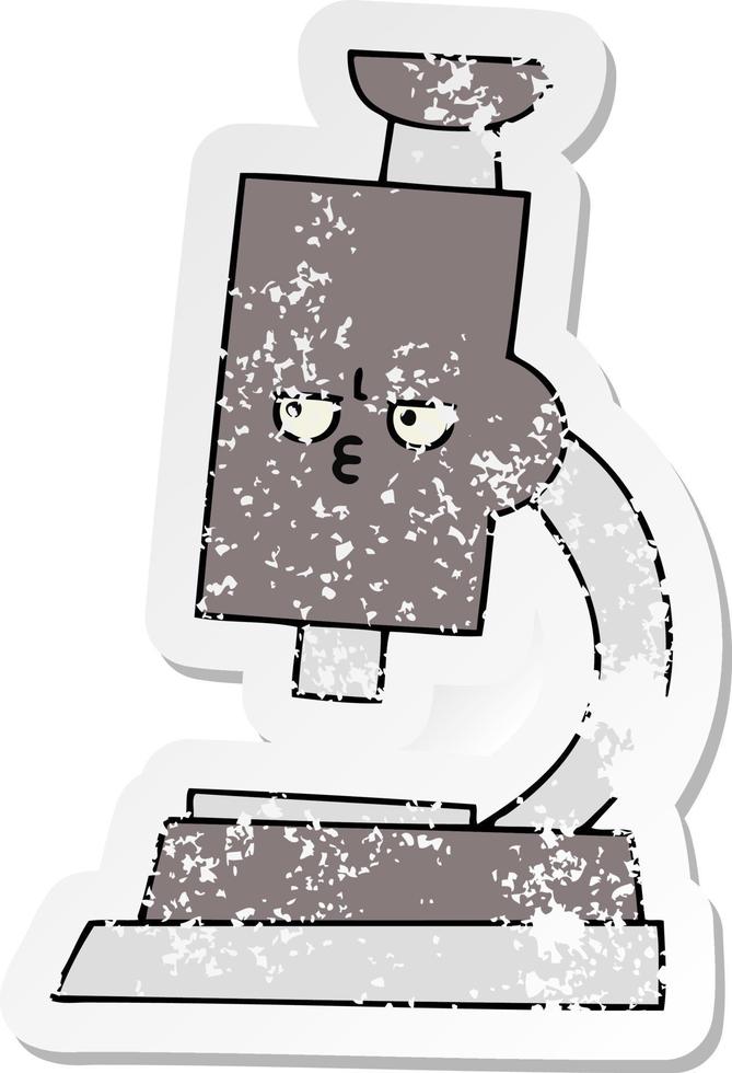 distressed sticker of a cute cartoon microscope vector