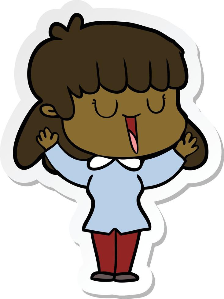 sticker of a cartoon woman vector