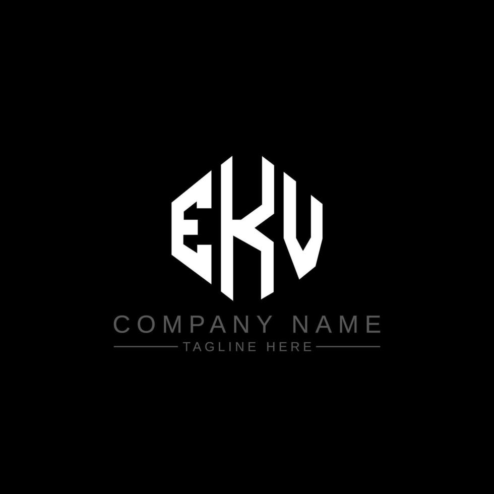 diseño de logotipo de letra ekv con forma de polígono. Diseño de logotipo en forma de cubo y polígono ekv. ekv hexágono vector logo plantilla colores blanco y negro. monograma ekv, logotipo comercial y inmobiliario.