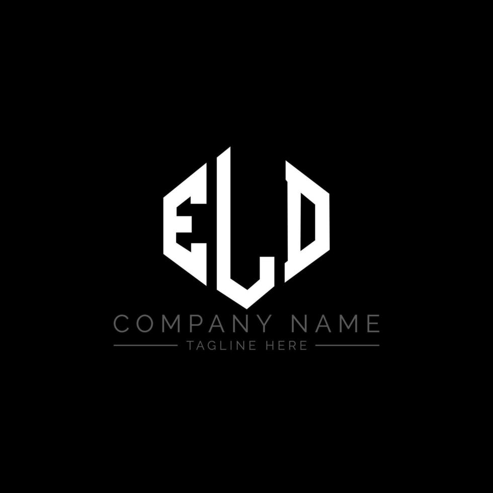 ELD letter logo design with polygon shape. ELD polygon and cube shape logo design. ELD hexagon vector logo template white and black colors. ELD monogram, business and real estate logo.