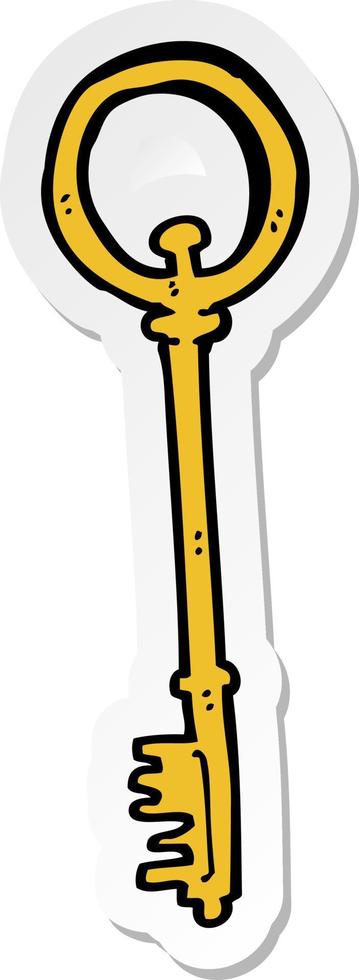 sticker of a cartoon key vector