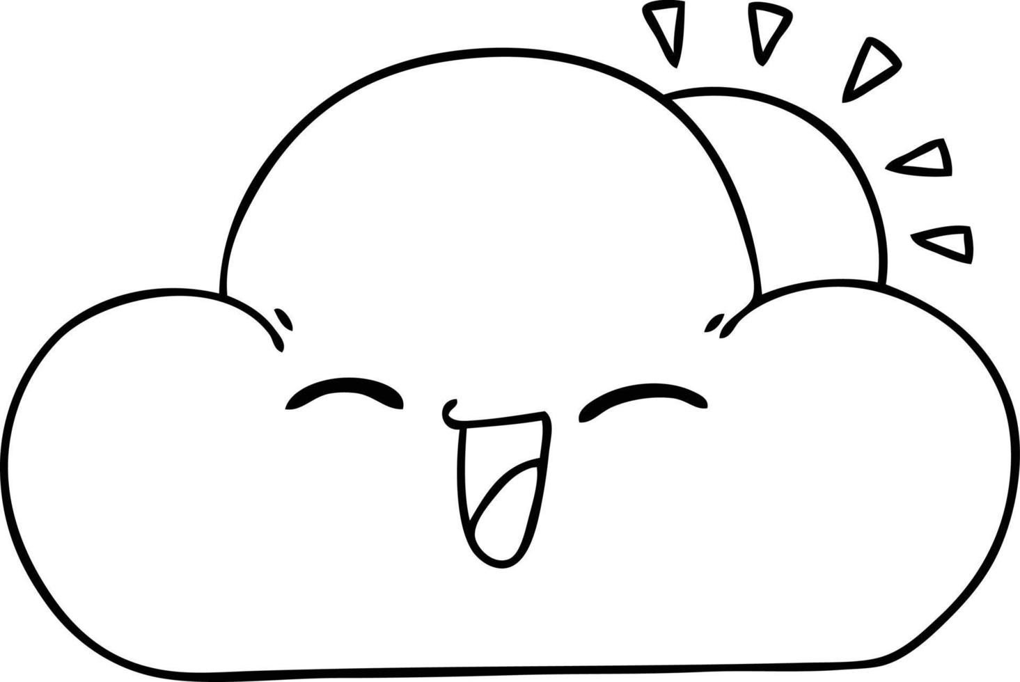 quirky line drawing cartoon sun and happy cloud vector