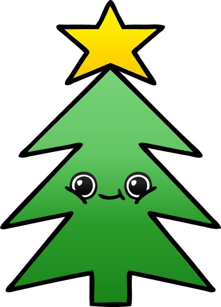 gradient shaded cartoon christmas tree vector