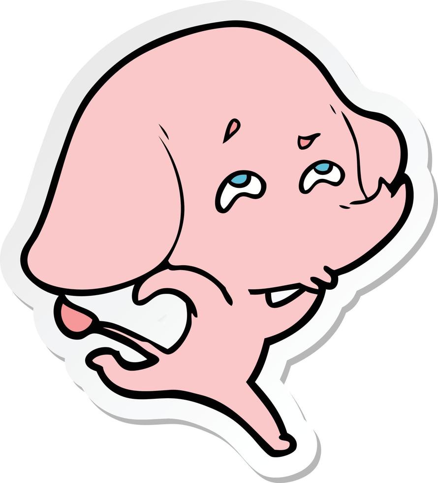sticker of a cartoon elephant remembering vector