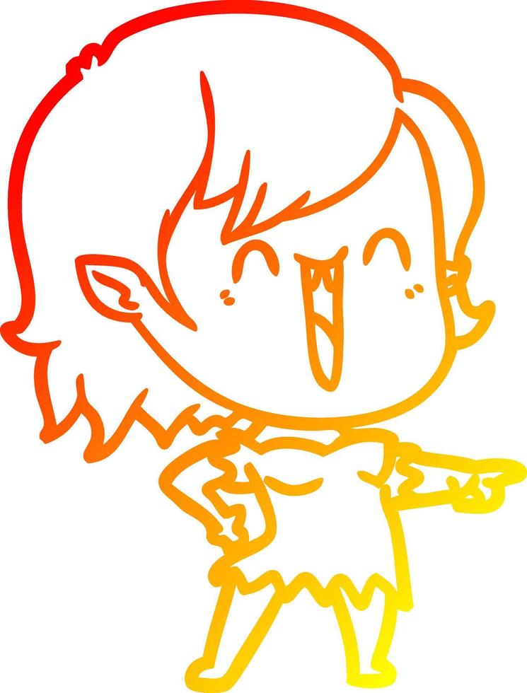 warm gradient line drawing cute cartoon happy vampire girl vector