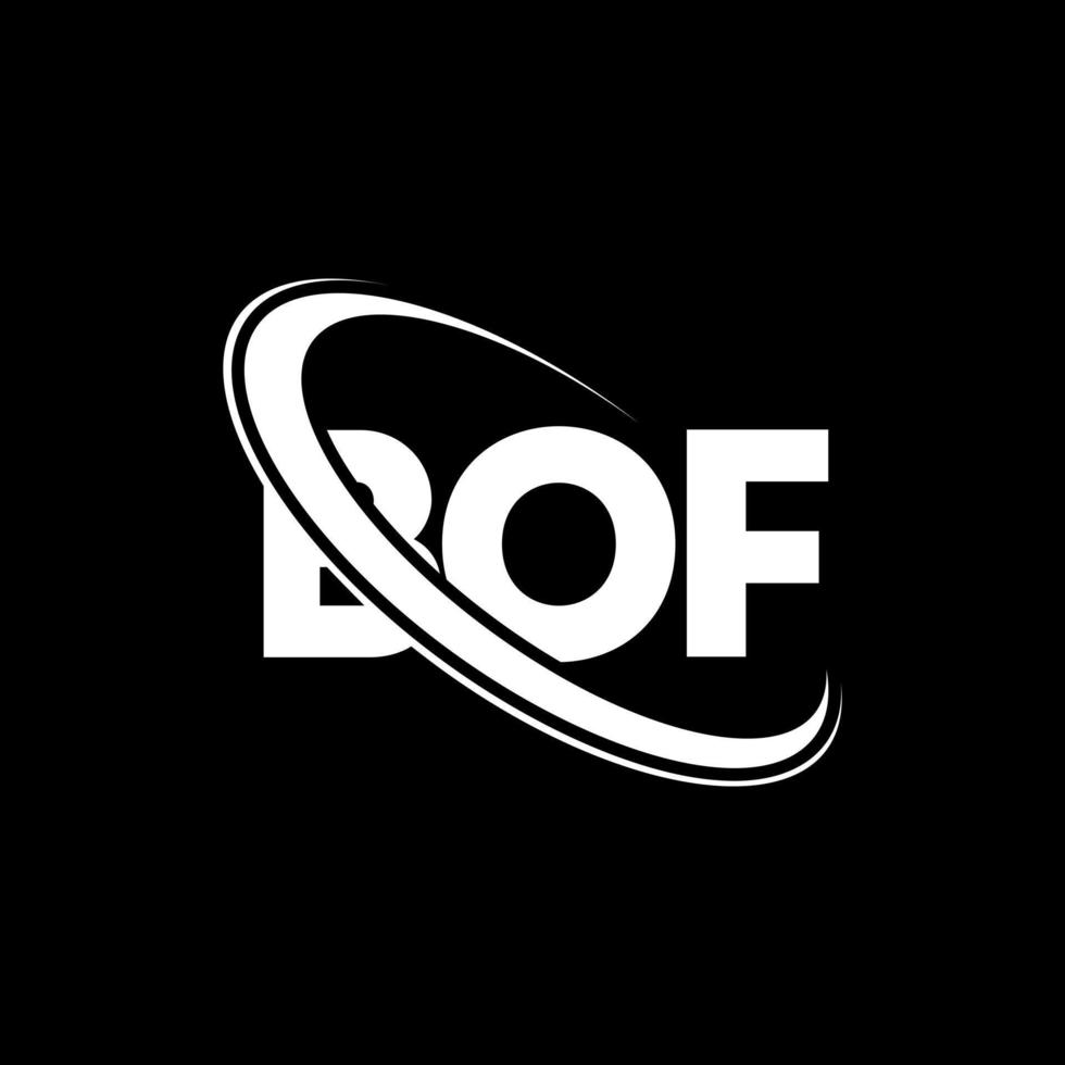 logotipo de bof. bof letra diseño del logotipo de la letra bof. logotipo de iniciales bof vinculado con círculo y logotipo de monograma en mayúsculas. tipografía bof para tecnología, negocios y marca inmobiliaria. vector