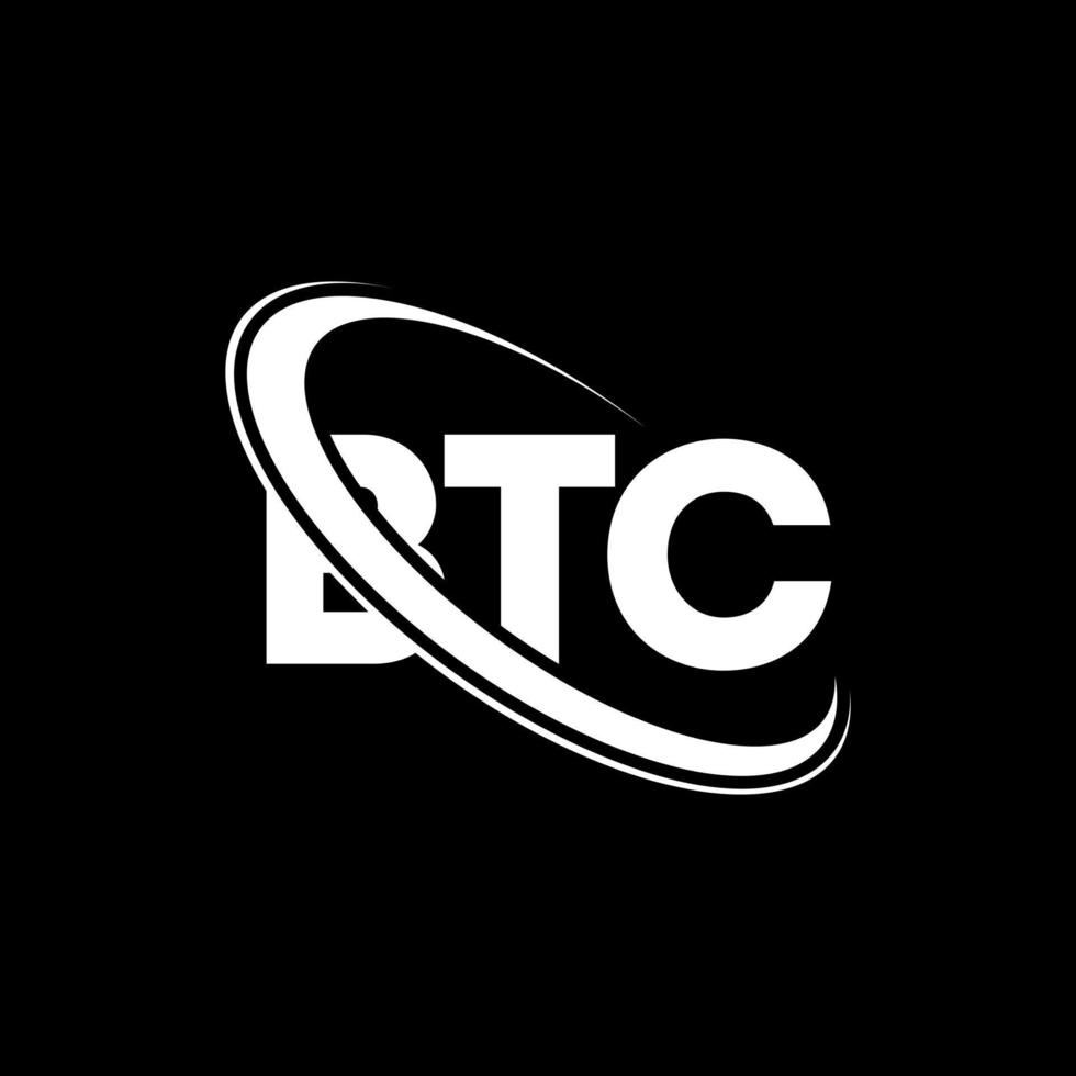 logotipo de btc. carta btc. diseño de logotipo de letra btc. logotipo de btc iniciales vinculado con círculo y logotipo de monograma en mayúsculas. tipografía btc para tecnología, negocios y marca inmobiliaria. vector