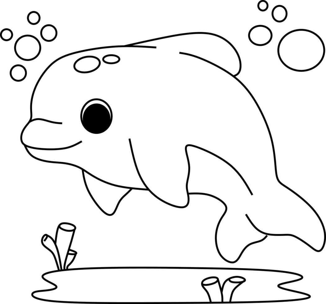 coloring page alphabets animal cartoon dolphin vector