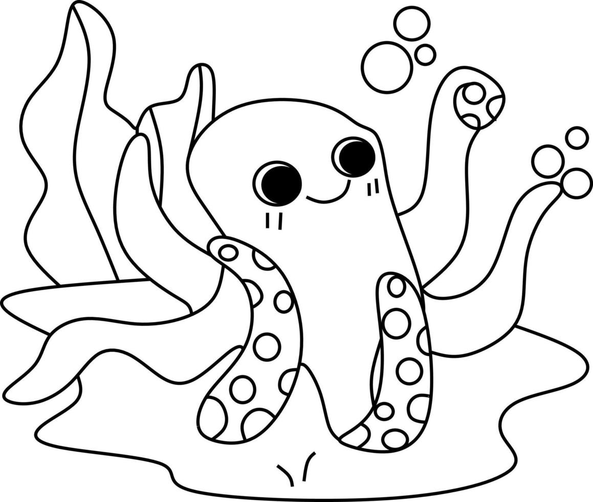 página para colorear alfabetos animales dibujos animados pulpo vector