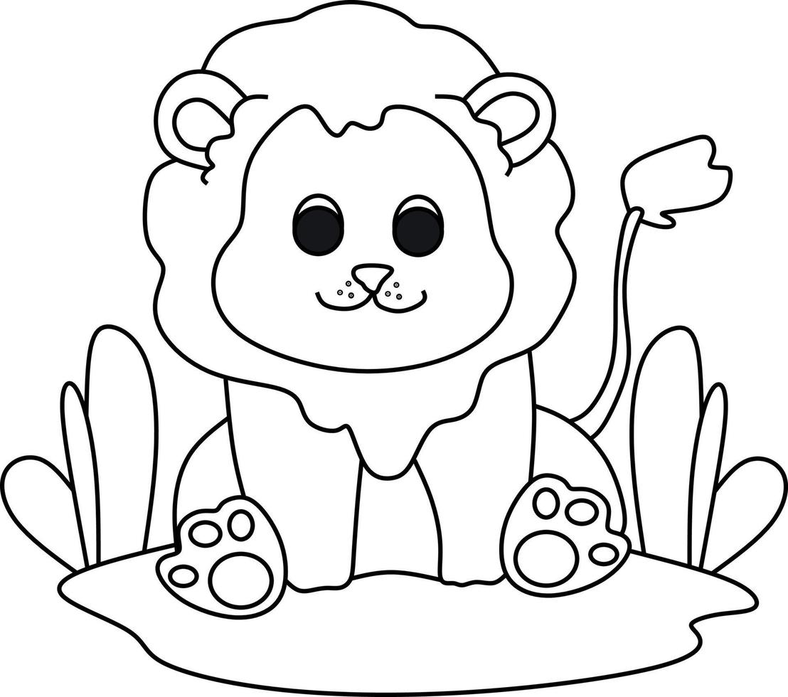 coloring page alphabets animal cartoon lion vector