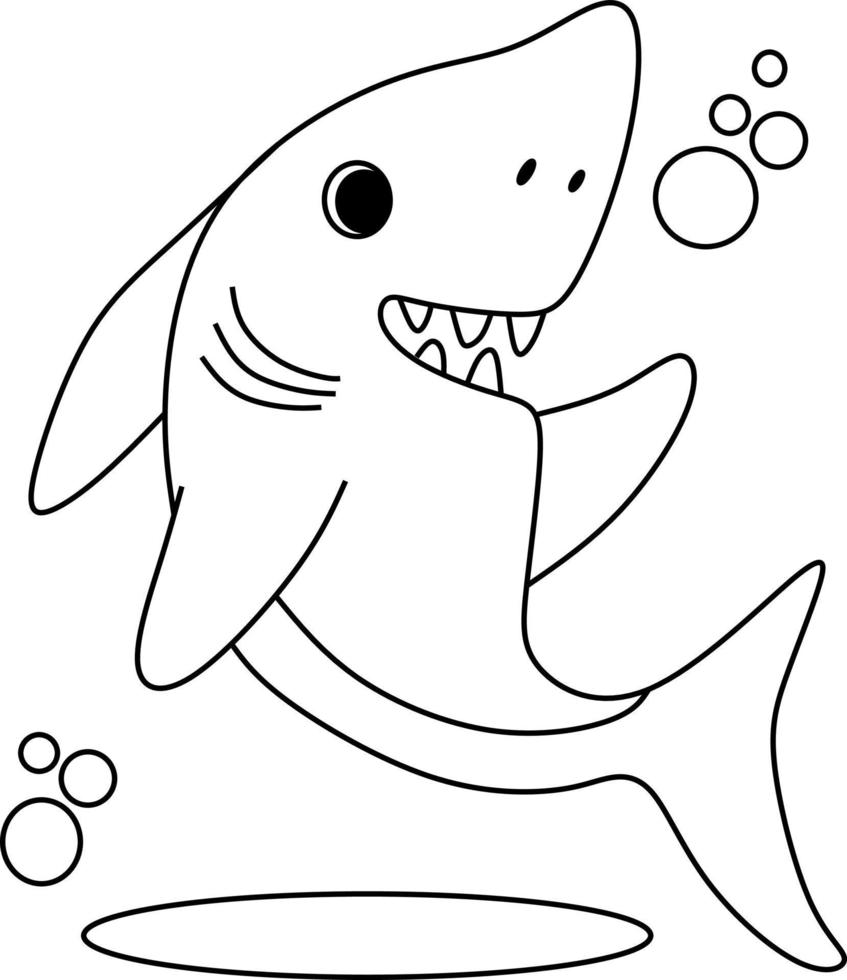 coloring page alphabets animal cartoon shark vector