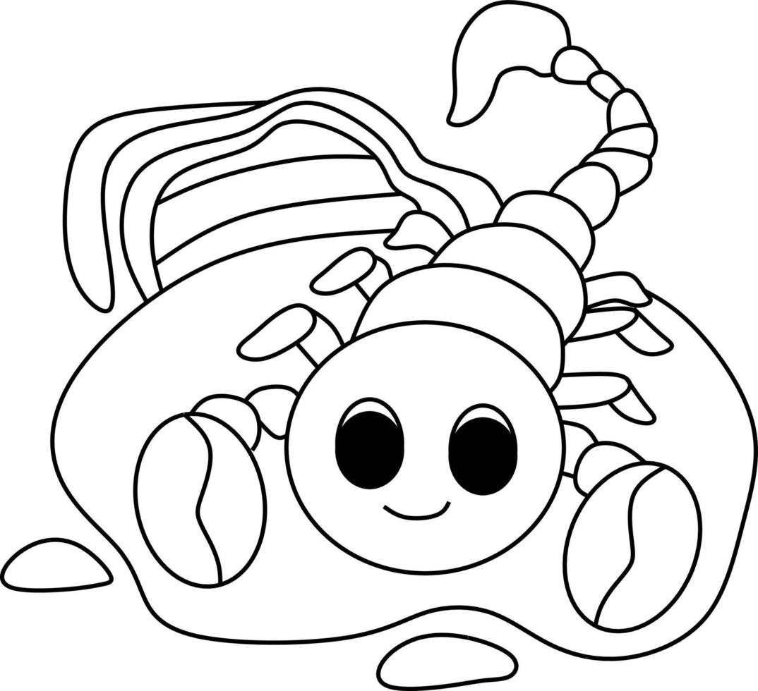 coloring page alphabets animal cartoon scorpion vector