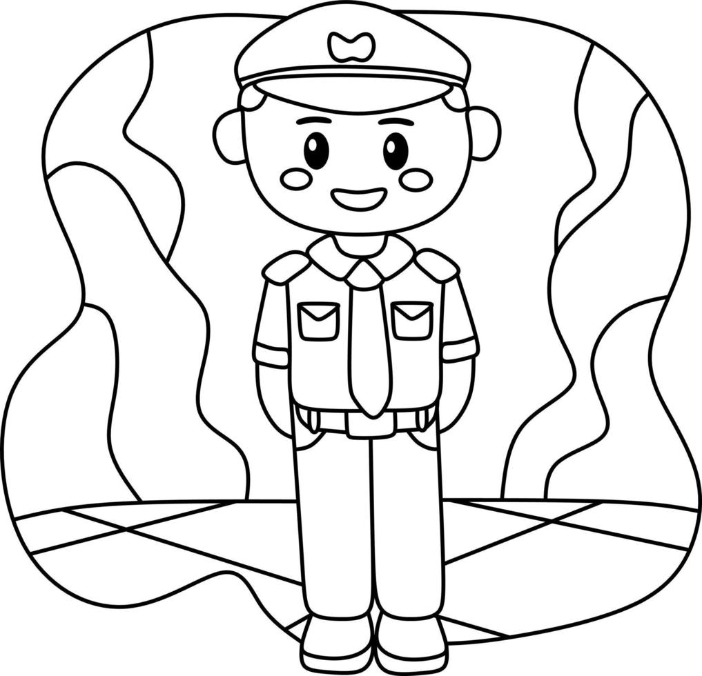 página para colorear alfabetos profesión dibujos animados policía vector