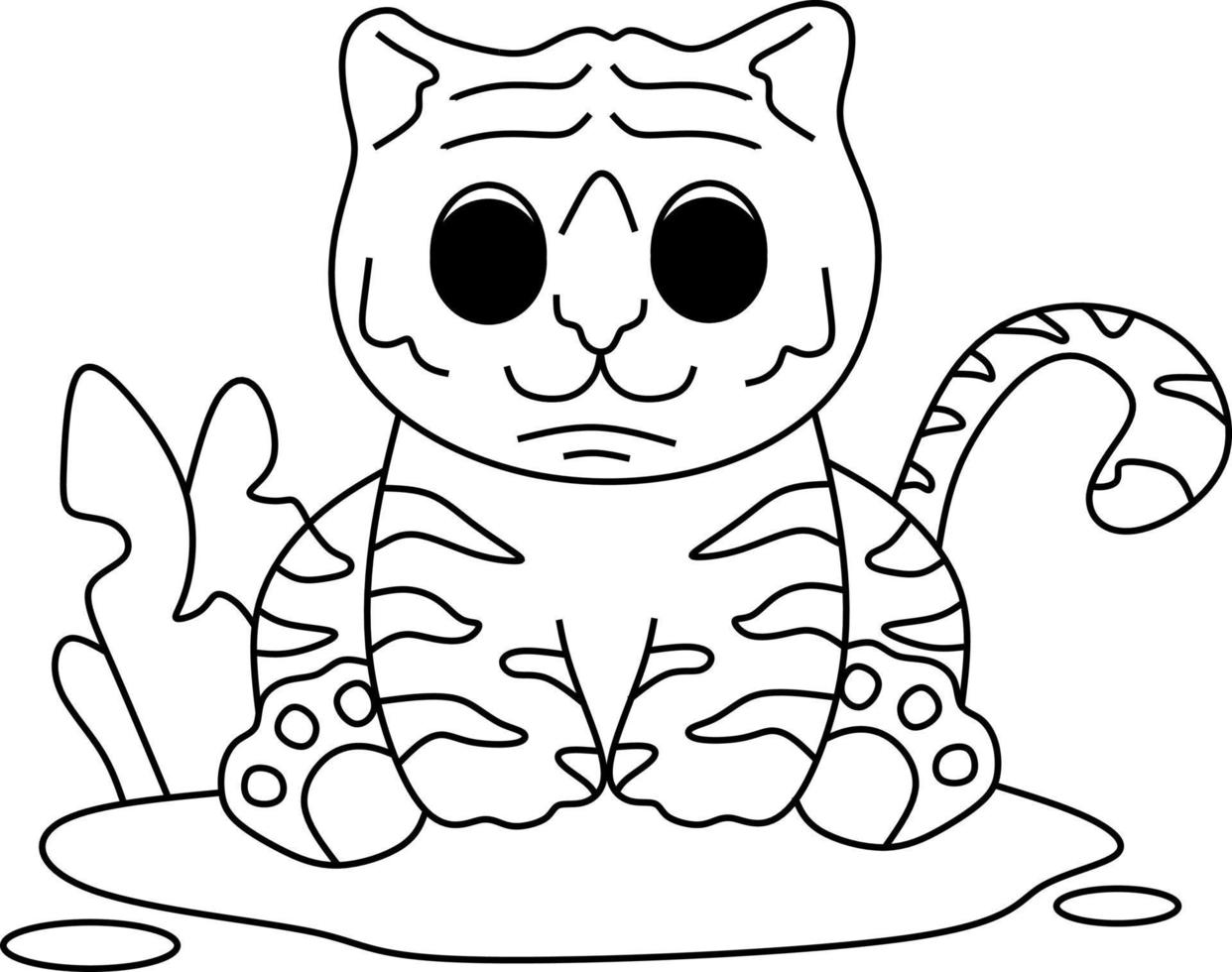 página para colorear alfabetos animales dibujos animados tigre vector
