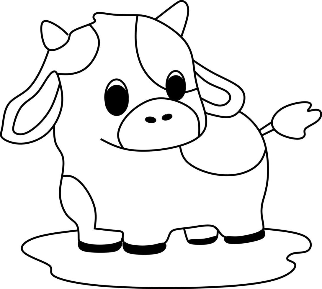 coloring page alphabets animal cartoon cow vector