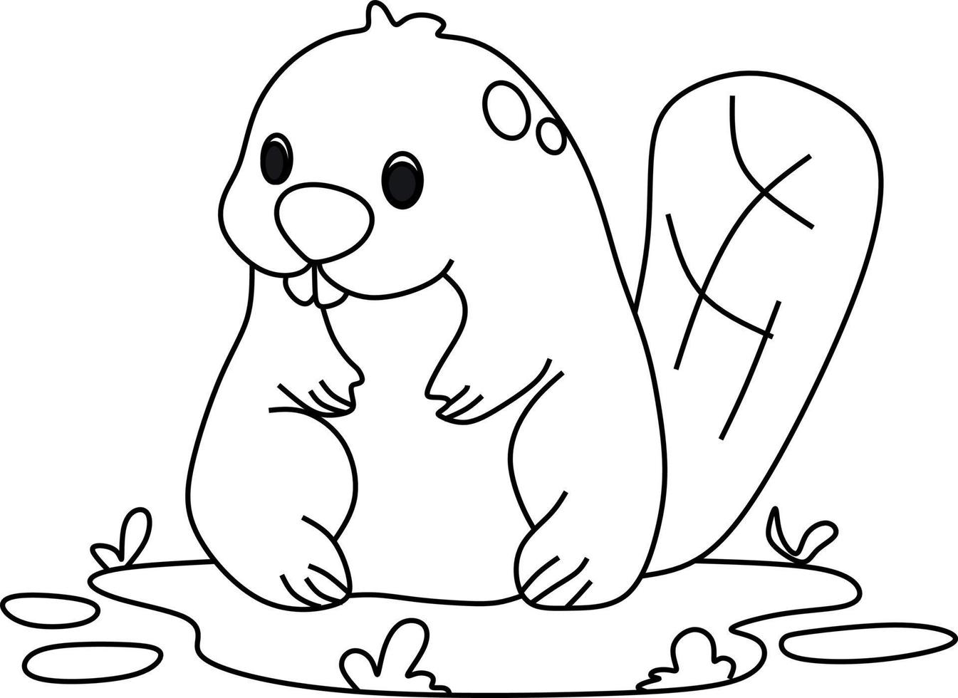 coloring page alphabets animal cartoon beaver vector