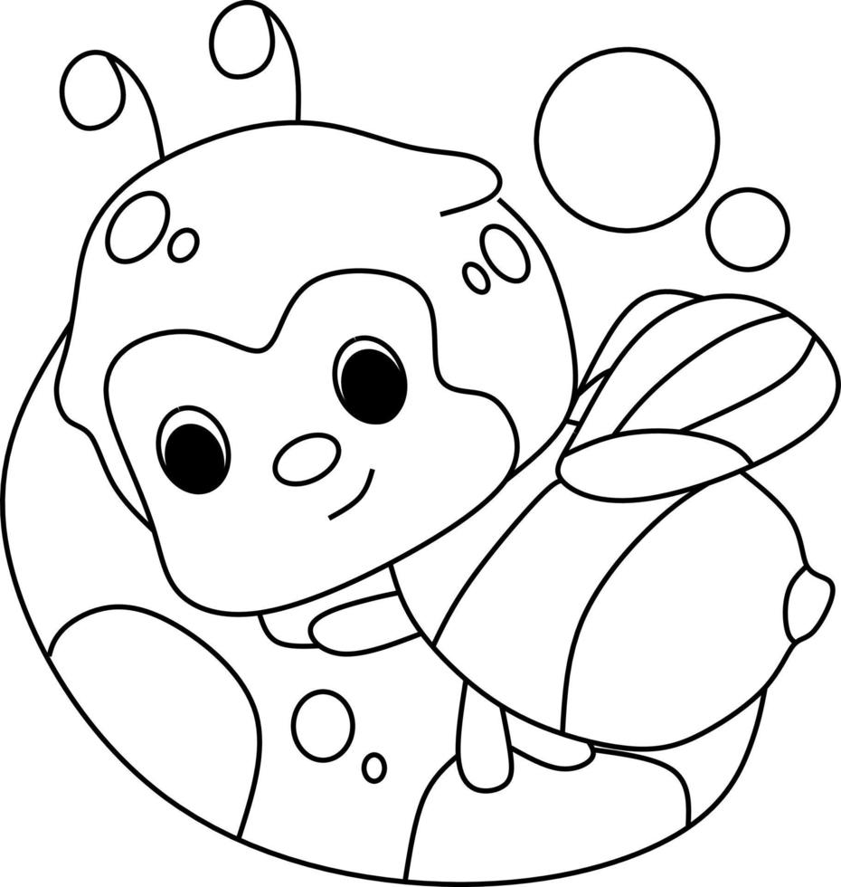 coloring page alphabets animal cartoon bee vector