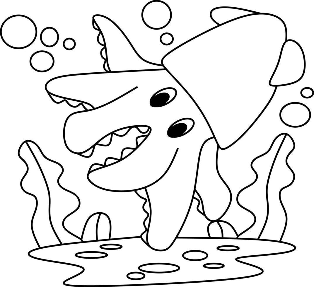 colorear página alfabetos animal dibujos animados calamar vector