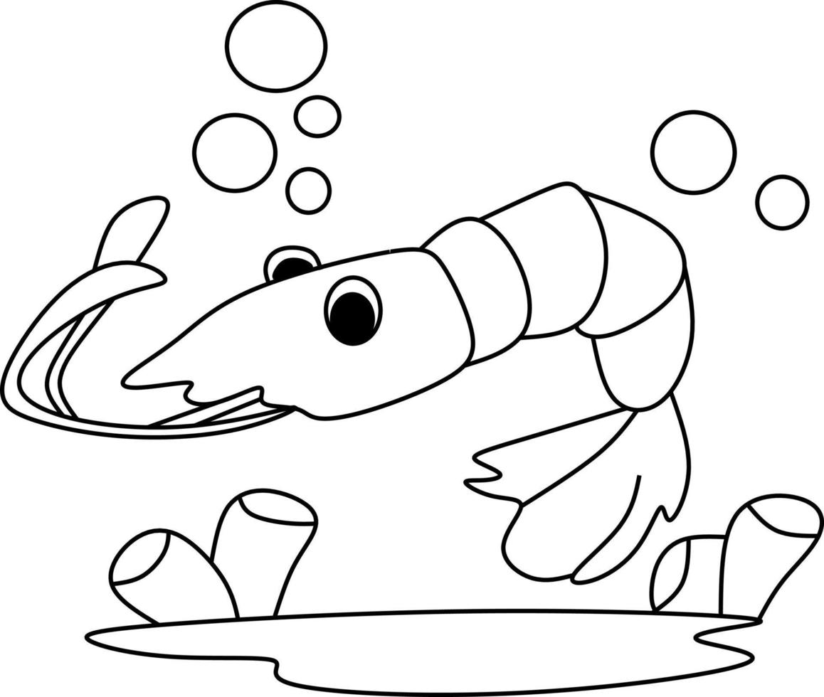 coloring page alphabets animal cartoon shrimp vector