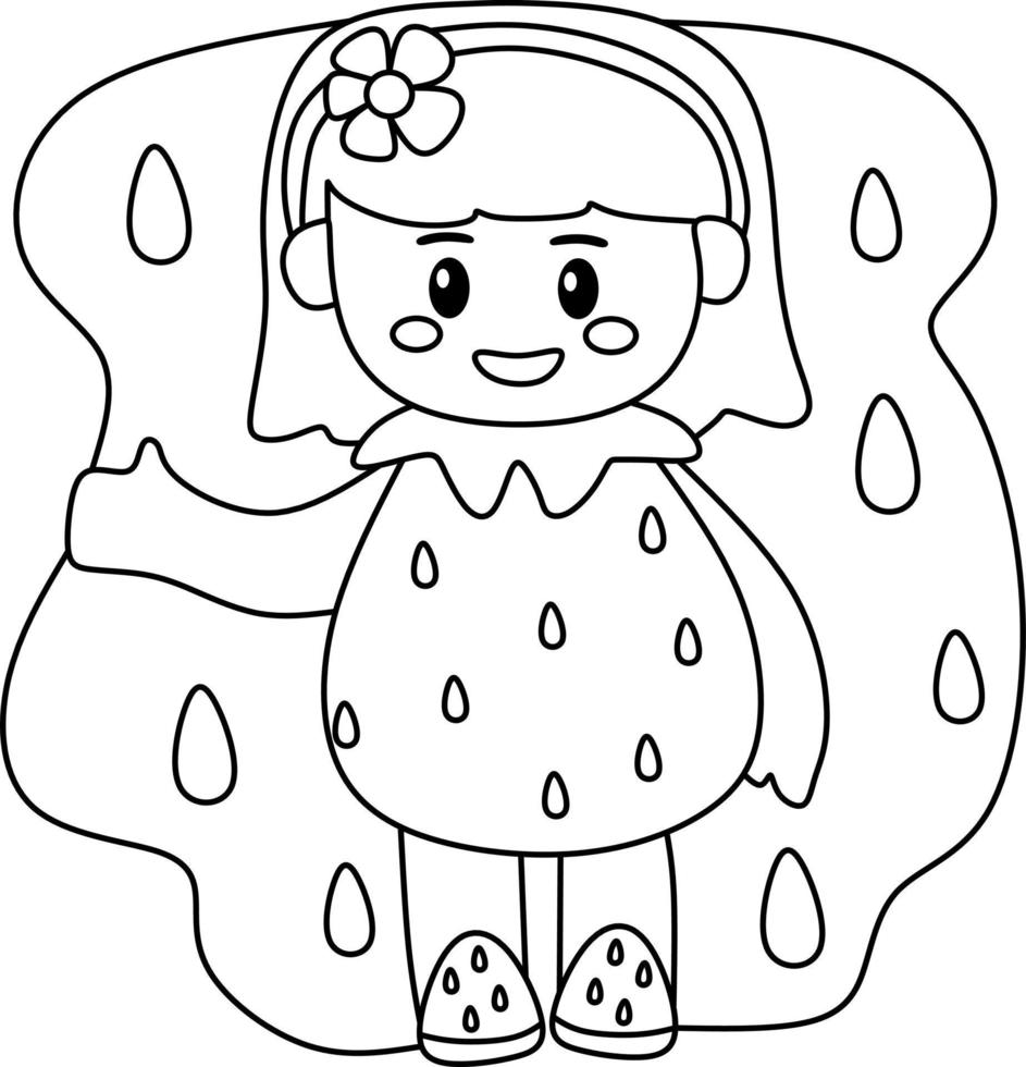 coloring page alphabets animal costume strawberry vector