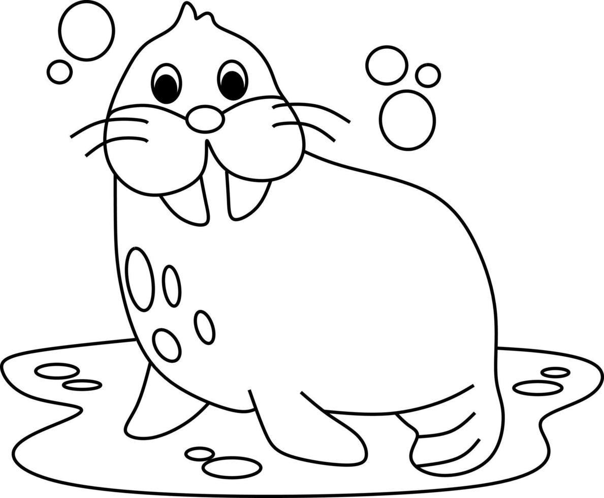 coloring page alphabets animal cartoon walrus 8995003 Vector Art ...