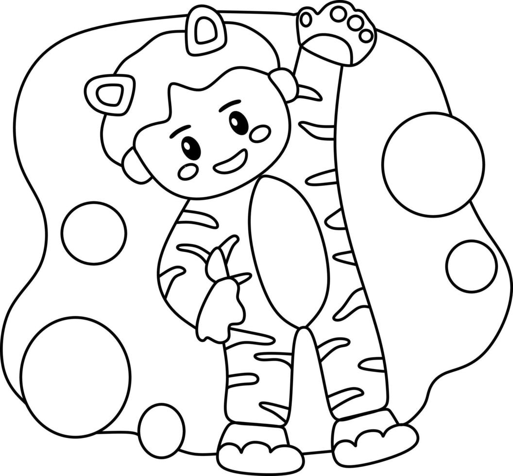 coloring page alphabets animal costume tiger vector