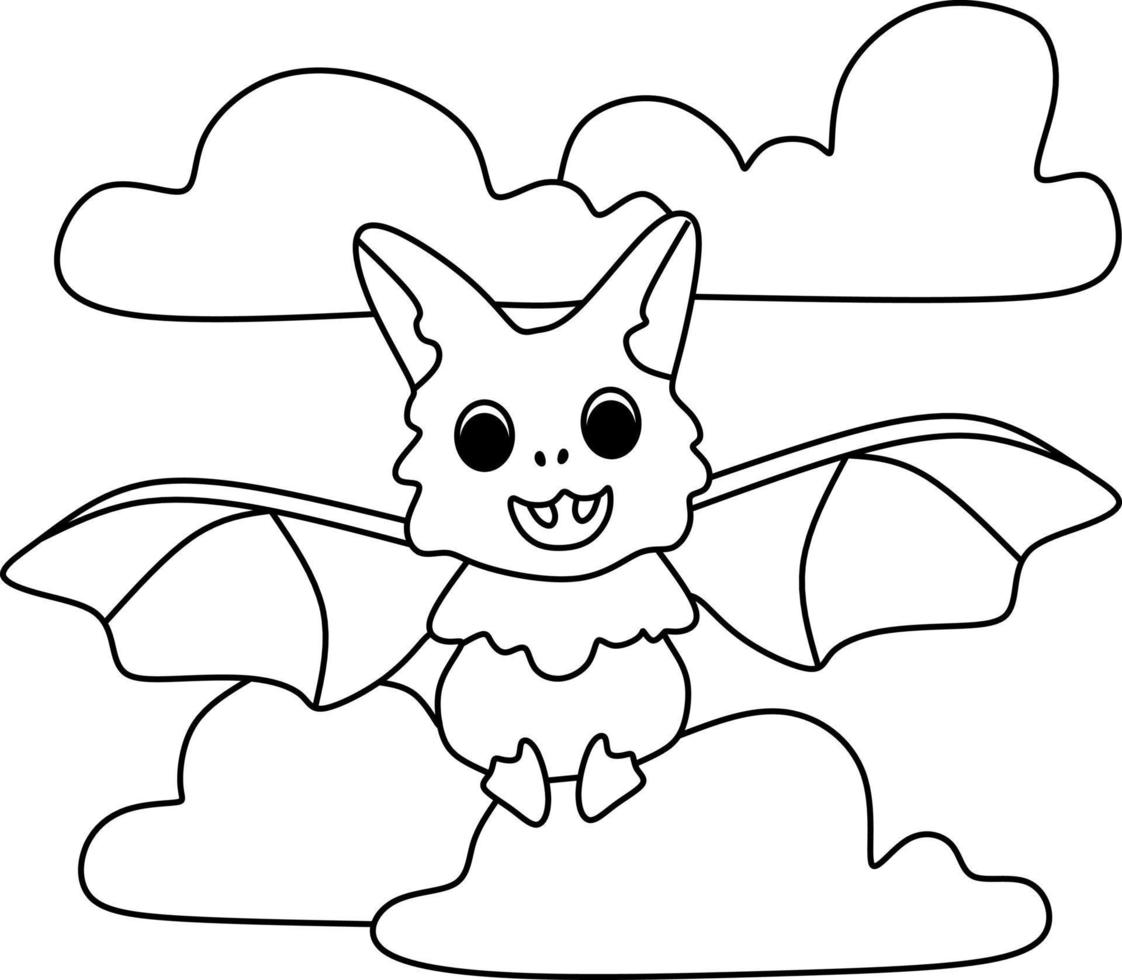 coloring page alphabets animal cartoon bat vector