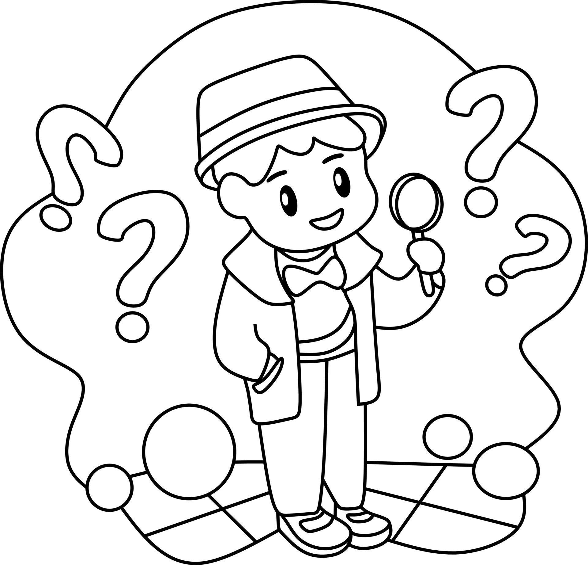 coloring page for kids profession - Coloring Page For Kids Profession Cartoon Detective Free Vector