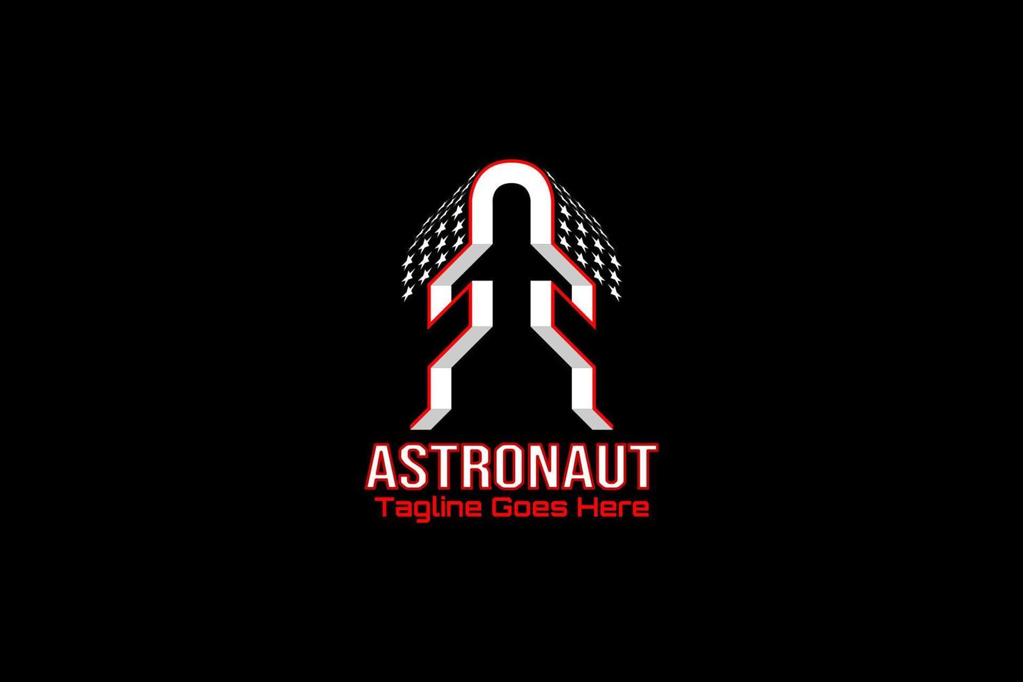 Vector logo element with abstract illustration of astronaut on positive space and plane or rocket on negative space. The logo in the positive space also forms the initials F or FF. business brands.