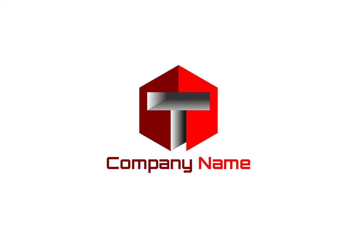 3D vector logo element with initial T in shield shape. Usable for general business brands